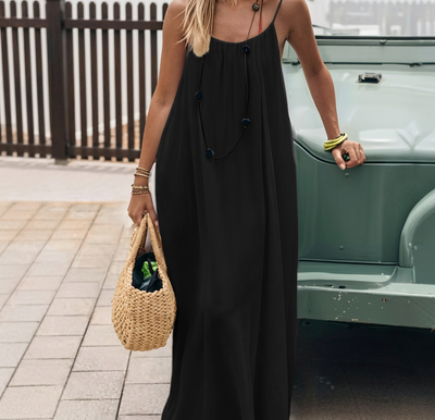 Elegant Backless Maxi Dress – Flowy Summer Vacation Dress