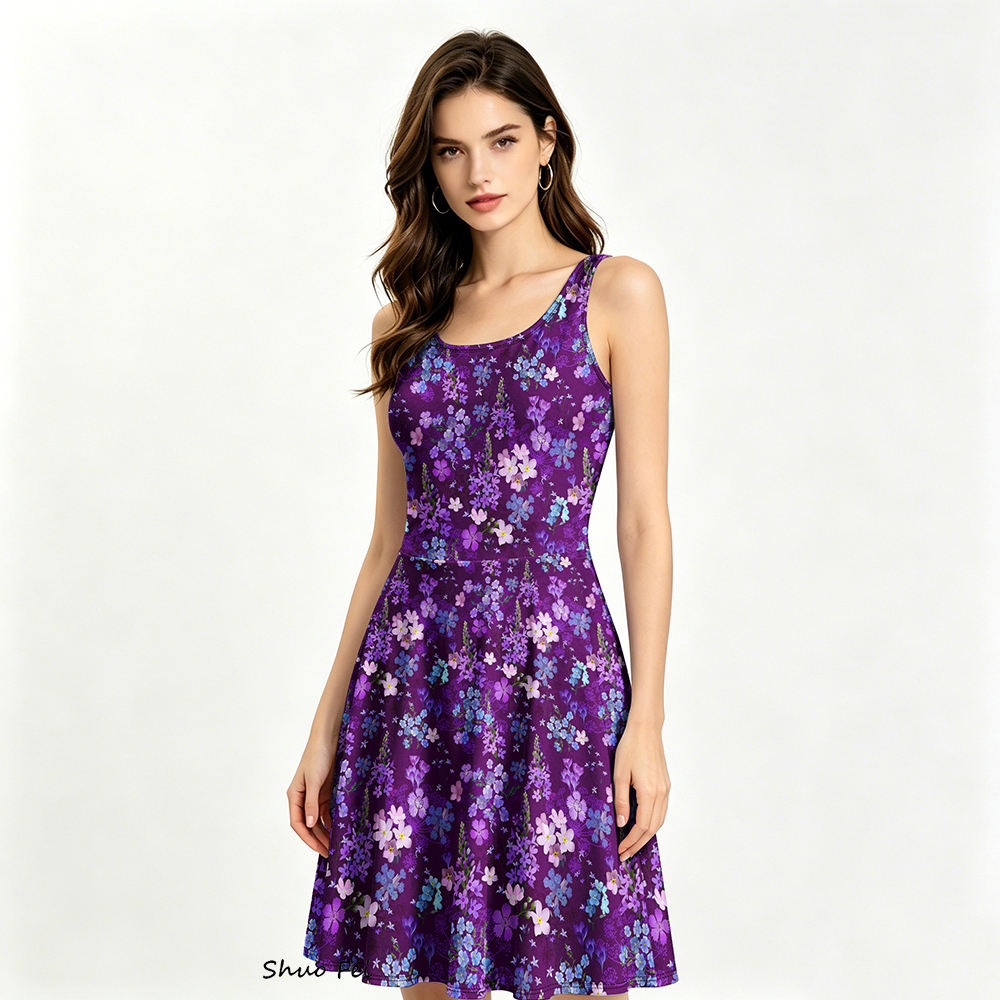 Floral Skater Mini DressScuba