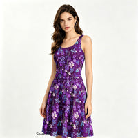 Floral Skater Mini DressScuba