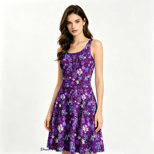 Floral Skater Mini DressScuba